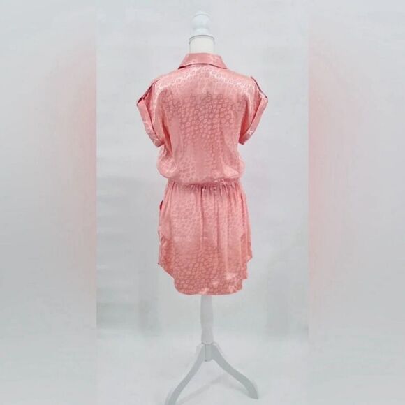 NEW NWT Joie Dress Shirt Satin Leopard Coral Pink Size S - Picture 5 of 9
